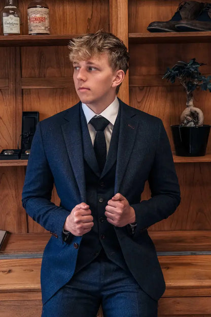 TAVERNY Chief tweed navy suit