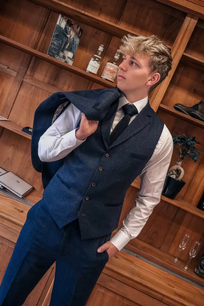 TAVERNY Chief tweed navy suit